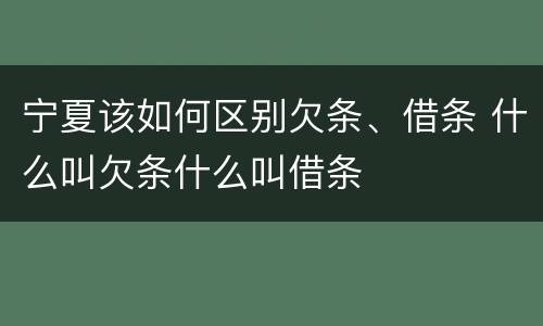 宁夏该如何区别欠条、借条 什么叫欠条什么叫借条
