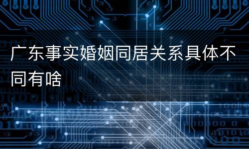 广东事实婚姻同居关系具体不同有啥