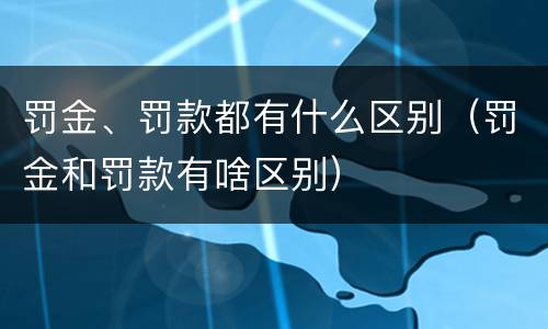 罚金、罚款都有什么区别（罚金和罚款有啥区别）