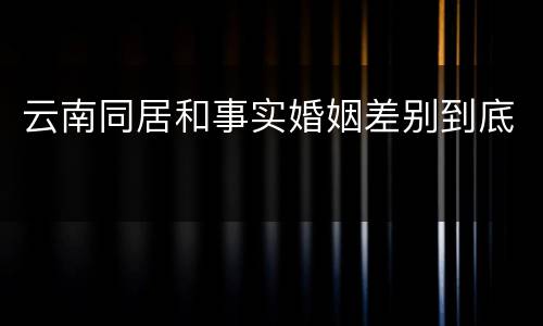 云南同居和事实婚姻差别到底