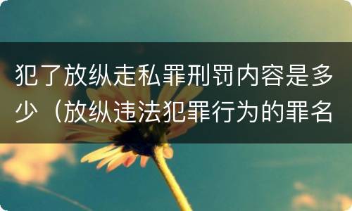 犯了放纵走私罪刑罚内容是多少（放纵违法犯罪行为的罪名）