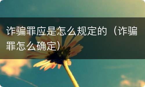 诈骗罪应是怎么规定的（诈骗罪怎么确定）