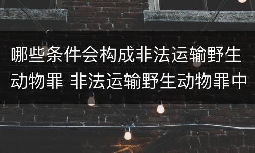 哪些条件会构成非法运输野生动物罪 非法运输野生动物罪中运输的认定