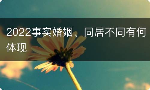 2022事实婚姻、同居不同有何体现