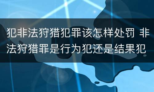 犯非法狩猎犯罪该怎样处罚 非法狩猎罪是行为犯还是结果犯