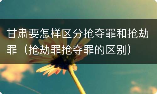 甘肃要怎样区分抢夺罪和抢劫罪（抢劫罪抢夺罪的区别）