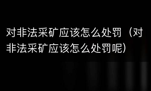 对非法采矿应该怎么处罚（对非法采矿应该怎么处罚呢）