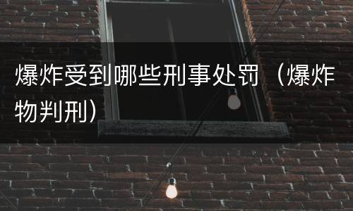 爆炸受到哪些刑事处罚（爆炸物判刑）