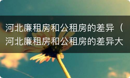 河北廉租房和公租房的差异（河北廉租房和公租房的差异大吗）