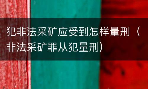 犯非法采矿应受到怎样量刑（非法采矿罪从犯量刑）