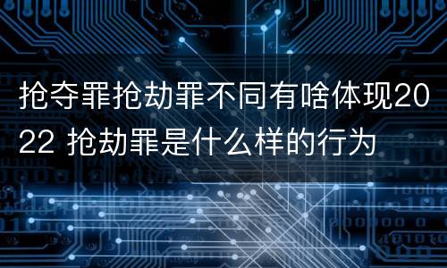 抢夺罪抢劫罪不同有啥体现2022 抢劫罪是什么样的行为