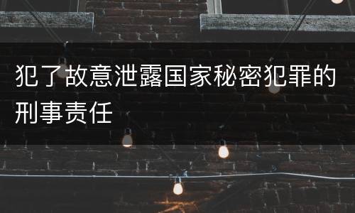 犯了故意泄露国家秘密犯罪的刑事责任