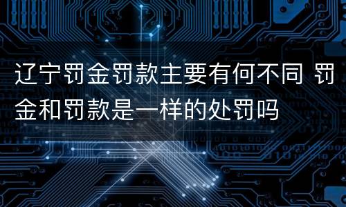辽宁罚金罚款主要有何不同 罚金和罚款是一样的处罚吗