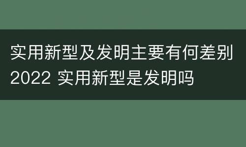 实用新型及发明主要有何差别2022 实用新型是发明吗