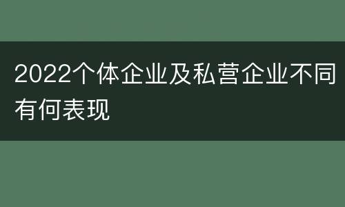 2022个体企业及私营企业不同有何表现