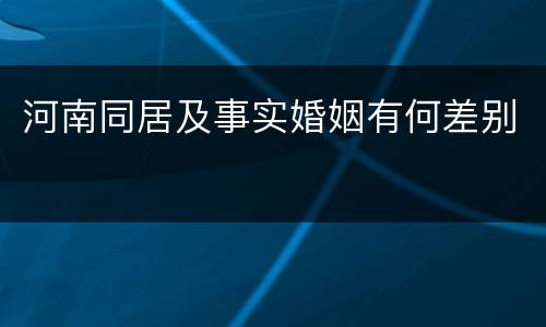 河南同居及事实婚姻有何差别