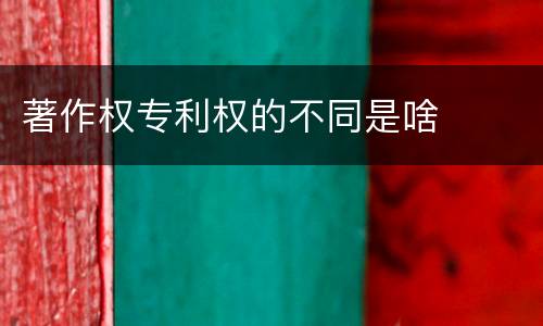 著作权专利权的不同是啥