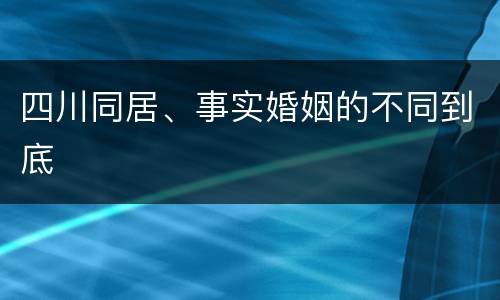 四川同居、事实婚姻的不同到底