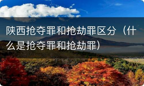 陕西抢夺罪和抢劫罪区分（什么是抢夺罪和抢劫罪）