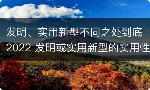 发明、实用新型不同之处到底2022 发明或实用新型的实用性