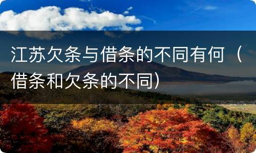 江苏欠条与借条的不同有何（借条和欠条的不同）