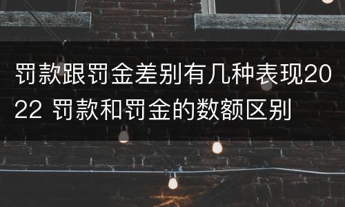 罚款跟罚金差别有几种表现2022 罚款和罚金的数额区别