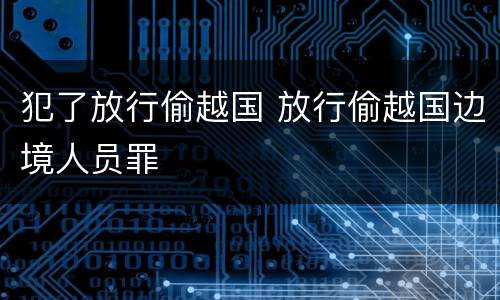 犯了放行偷越国 放行偷越国边境人员罪