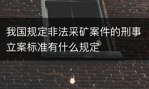 我国规定非法采矿案件的刑事立案标准有什么规定