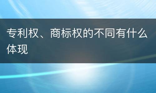 专利权、商标权的不同有什么体现