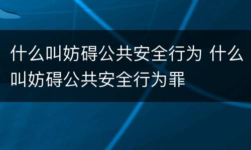 什么叫妨碍公共安全行为 什么叫妨碍公共安全行为罪
