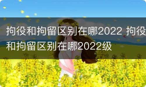 拘役和拘留区别在哪2022 拘役和拘留区别在哪2022级