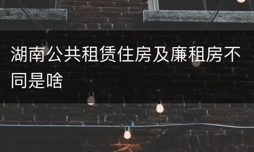 湖南公共租赁住房及廉租房不同是啥