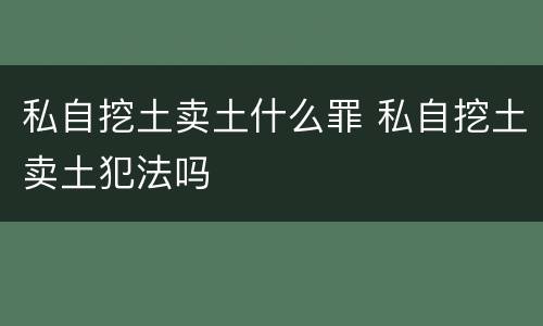 私自挖土卖土什么罪 私自挖土卖土犯法吗