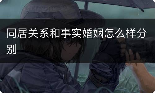 同居关系和事实婚姻怎么样分别