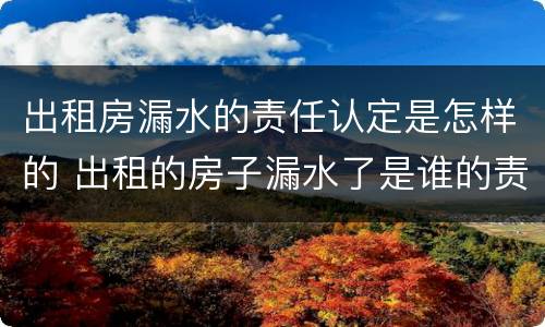 出租房漏水的责任认定是怎样的 出租的房子漏水了是谁的责任
