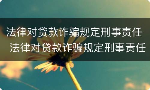 法律对贷款诈骗规定刑事责任 法律对贷款诈骗规定刑事责任的规定