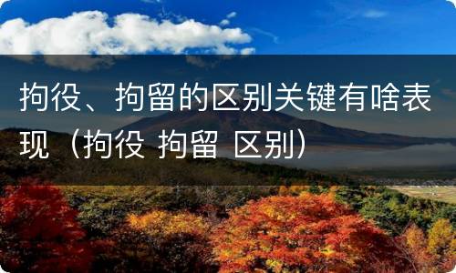 拘役、拘留的区别关键有啥表现（拘役 拘留 区别）