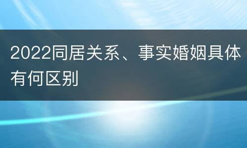 2022同居关系、事实婚姻具体有何区别