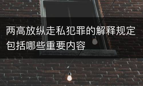两高放纵走私犯罪的解释规定包括哪些重要内容