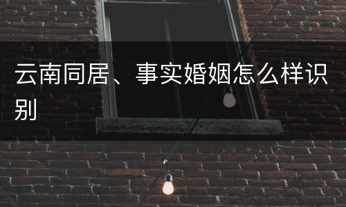 云南同居、事实婚姻怎么样识别