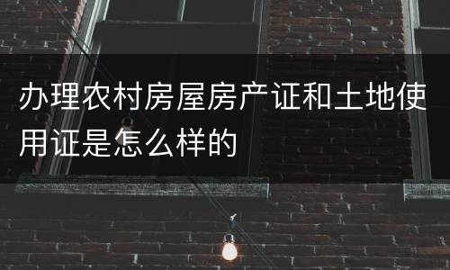 办理农村房屋房产证和土地使用证是怎么样的