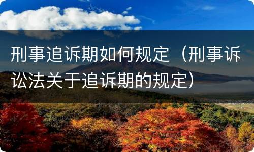 刑事追诉期如何规定（刑事诉讼法关于追诉期的规定）
