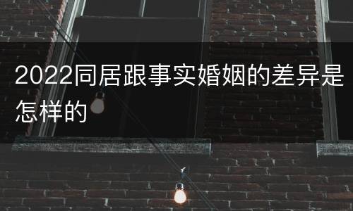 2022同居跟事实婚姻的差异是怎样的