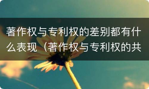 著作权与专利权的差别都有什么表现（著作权与专利权的共性有）