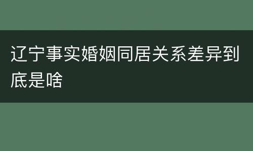 辽宁事实婚姻同居关系差异到底是啥