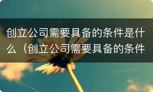 创立公司需要具备的条件是什么（创立公司需要具备的条件是什么呢）
