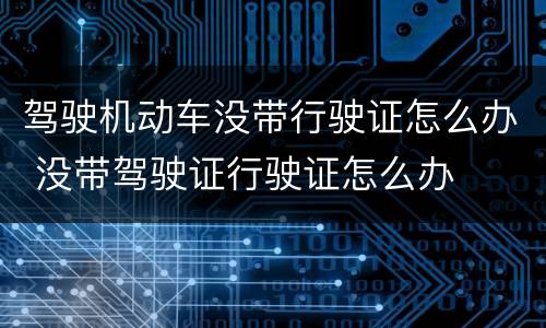 驾驶机动车没带行驶证怎么办 没带驾驶证行驶证怎么办