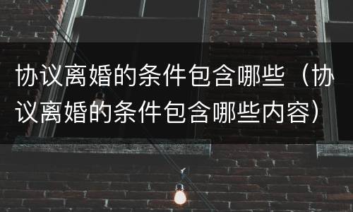 协议离婚的条件包含哪些（协议离婚的条件包含哪些内容）