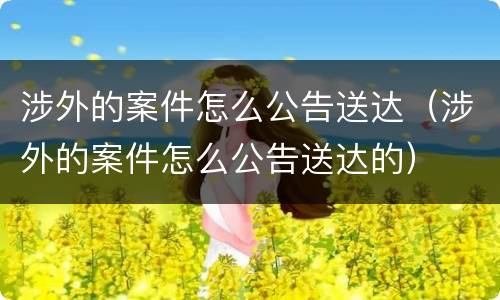 涉外的案件怎么公告送达（涉外的案件怎么公告送达的）