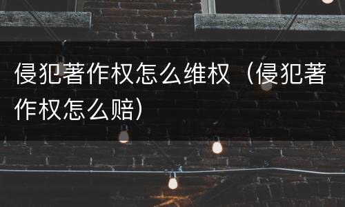 侵犯著作权怎么维权（侵犯著作权怎么赔）